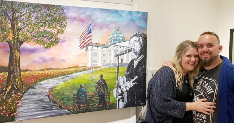 Stiletto’s Fine Arts Studio  tribute to Johnny Cash’s Ragged Old Flag